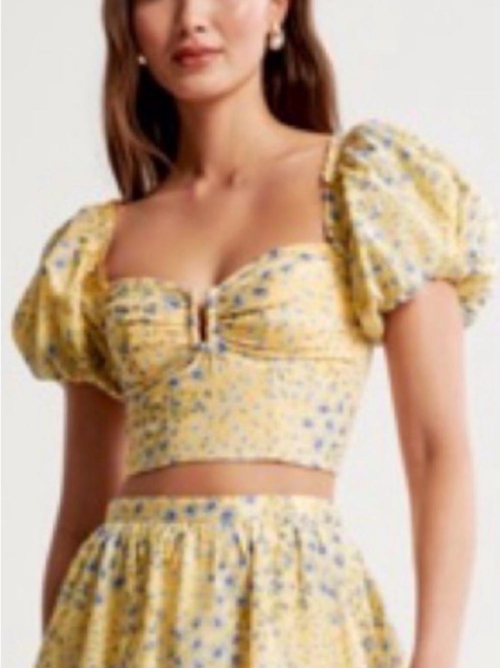 Abercrombie & Fitch Drama Puff Sleeve Top in Yellow Floral